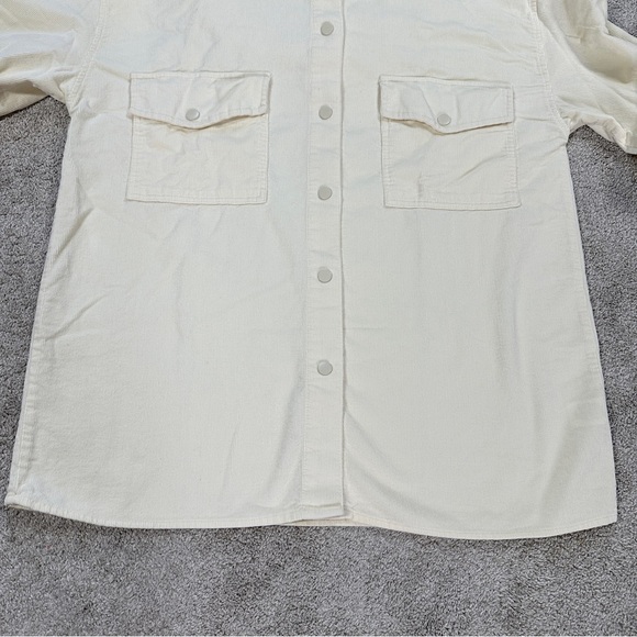 WeWoreWhat Corduroy Snap Button Down Shirt Shacket Oversized in Ivory M/L - Picture 6 of 16